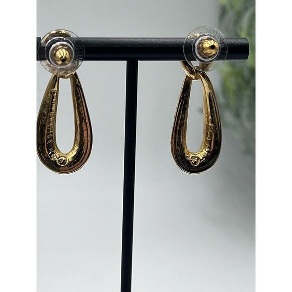 SWAROVSKI Swan Vintage Gold Crystal Dangle Drop‎ Designer Door Knocker Earrings - Picture 14 of 14